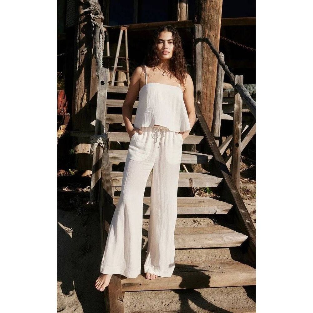 Z Supply Seashore Wideleg Drawstring Pants Ivory Sz. S